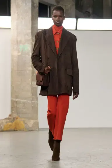 Gabriela Hearst Ezra Bootcut Cropped Jean in Antelope Orange Recycled Cotton Denim | Thumbnail 2