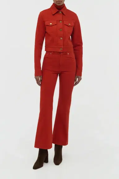 Gabriela Hearst Ezra Bootcut Cropped Jean in Antelope Orange Recycled Cotton Denim | Thumbnail 3