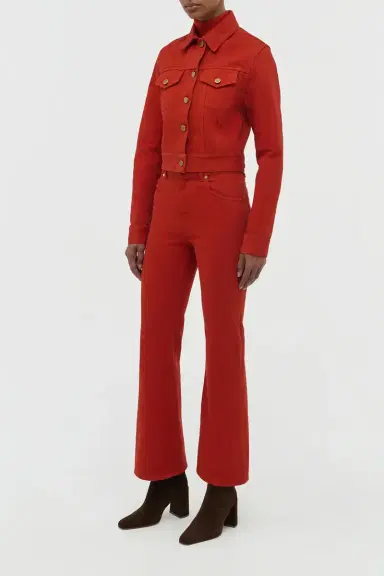 Gabriela Hearst Ezra Bootcut Cropped Jean in Antelope Orange Recycled Cotton Denim | Thumbnail 4