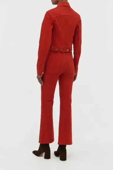 Gabriela Hearst Ezra Bootcut Cropped Jean in Antelope Orange Recycled Cotton Denim | Thumbnail 5