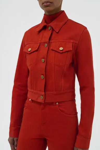Gabriela Hearst Ezra Bootcut Cropped Jean in Antelope Orange Recycled Cotton Denim | Thumbnail 6