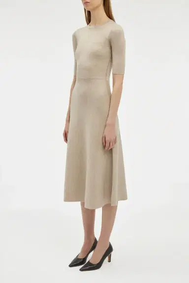 Gabriela Hearst Seymore Knit Midi Dress in Oatmeal Merino Wool Cashmere | Thumbnail 3 Gabriela Hearst Seymore Knit Midi Dress in Oatmeal Merino Wool Cashmere | Thumbnail 3