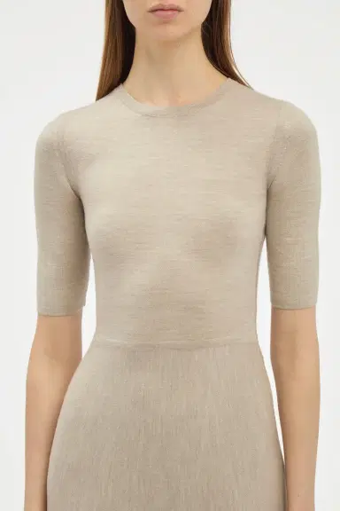 Gabriela Hearst Seymore Knit Midi Dress in Oatmeal Merino Wool Cashmere | Thumbnail 5 Gabriela Hearst Seymore Knit Midi Dress in Oatmeal Merino Wool Cashmere | Thumbnail 5
