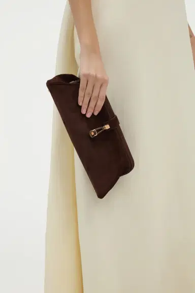 Gabriela Hearst Paola Clutch in Dark Brown Suede | Thumbnail 2 Gabriela Hearst Paola Clutch in Dark Brown Suede | Thumbnail 2
