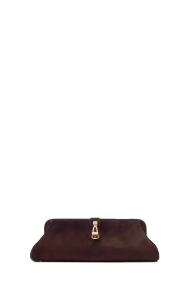 Gabriela Hearst Paola Clutch in Dark Brown Suede | Thumbnail 1 Gabriela Hearst Paola Clutch in Dark Brown Suede | Thumbnail 1
