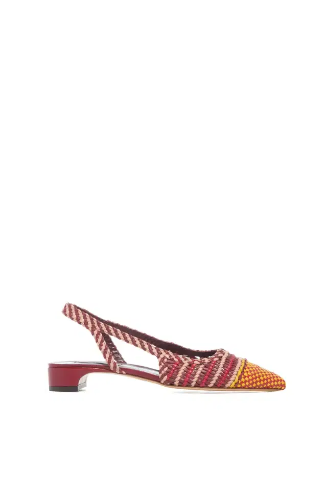Gabriela Hearst Perro Braided Slingback Pump in Bordeaux & Fuschia Leather