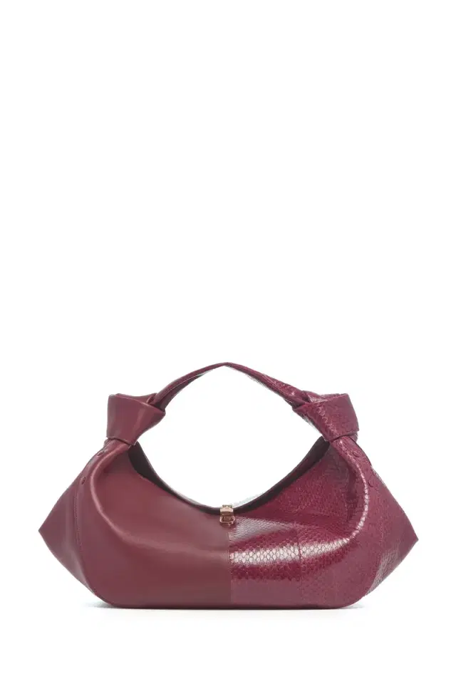 Gabriela Hearst Small Antonia Bag in Bordeaux Nappa Leather & Snakeskin