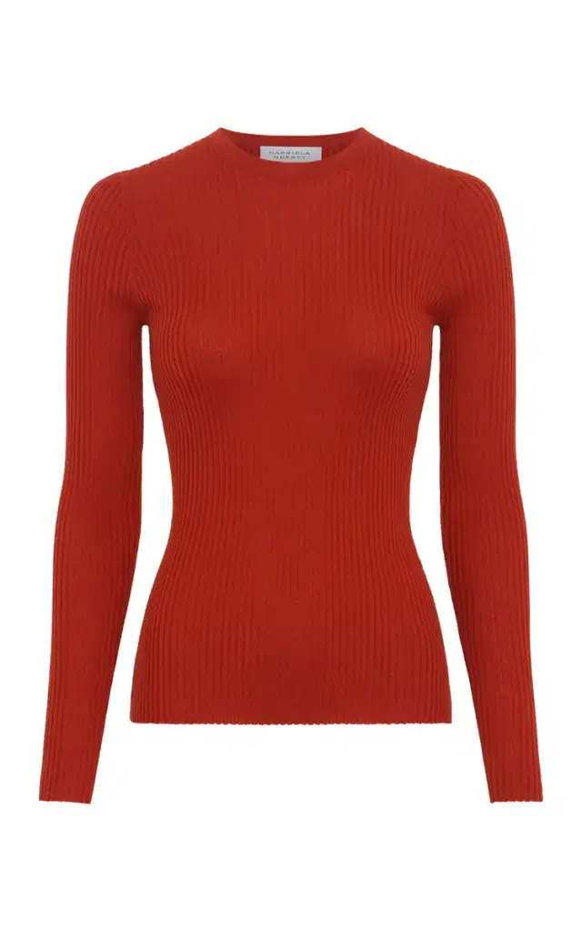 Gabriela Hearst Browning Knit Sweater in Antelope Orange Cashmere Silk