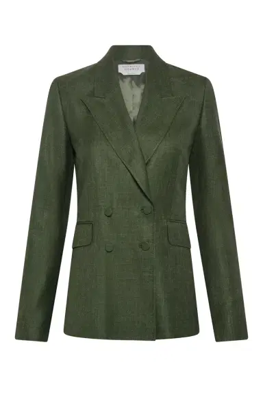 Gabriela Hearst Angela Blazer in Olive Virgin Wool Silk with Linen | Thumbnail 1 Gabriela Hearst Angela Blazer in Olive Virgin Wool Silk with Linen | Thumbnail 1