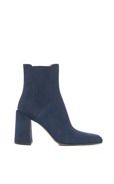 Gabriela Hearst Luke High Heel Ankle Boot in Navy Suede | Thumbnail 1 Gabriela Hearst Luke High Heel Ankle Boot in Navy Suede | Thumbnail 1