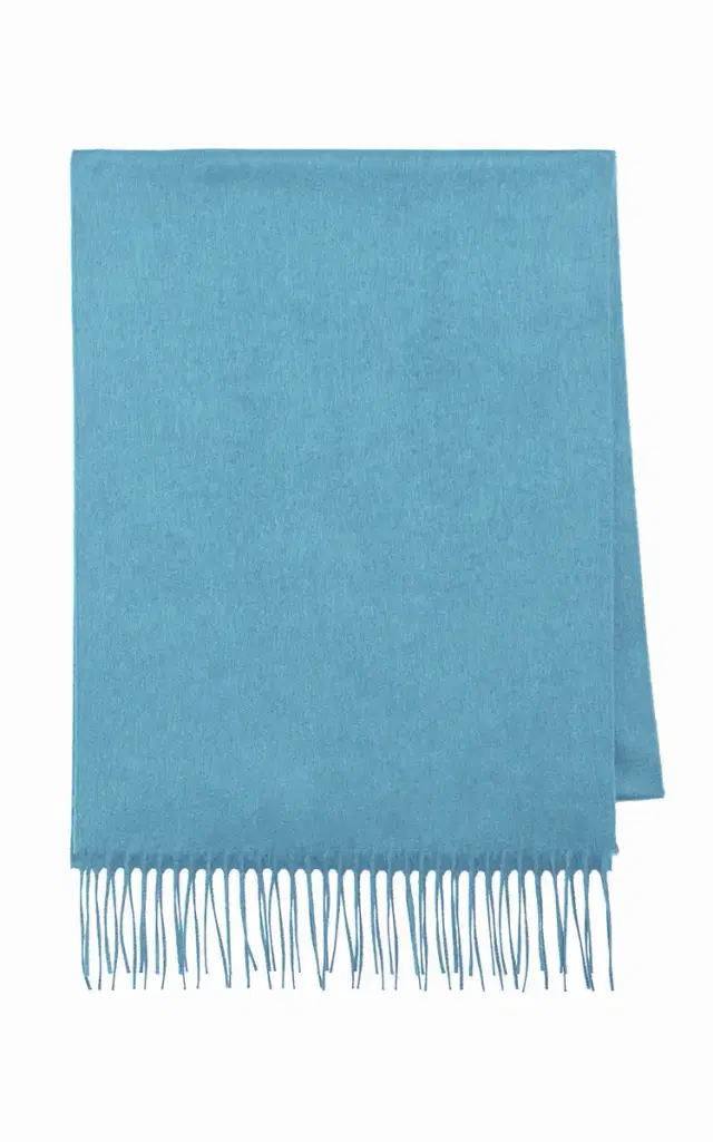 GABRIELA HEARST Blaine Fringe Scarf in Light Blue Brushed Silk Cashmere
