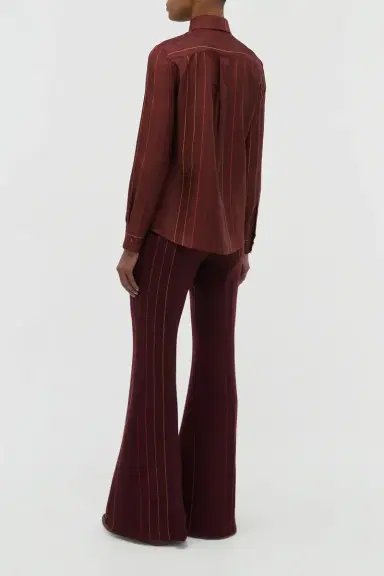Gabriela Hearst Henri Blouse in Burnt Sienna Multi Pinstripe Silk Twill | Thumbnail 3