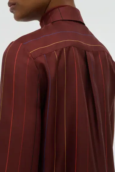 Gabriela Hearst Henri Blouse in Burnt Sienna Multi Pinstripe Silk Twill | Thumbnail 4