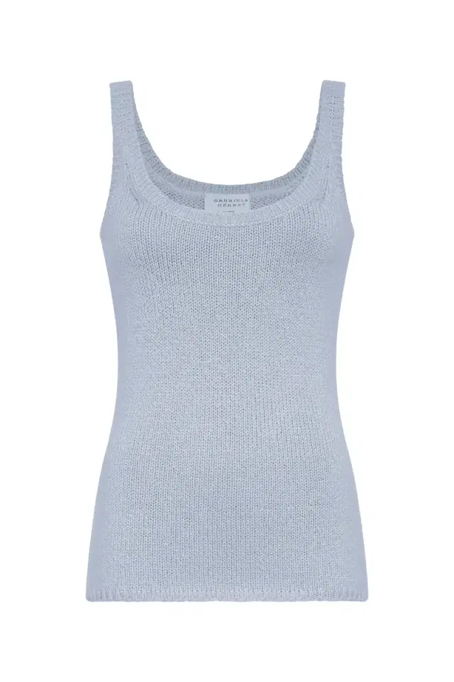 Gabriela Hearst Brigid Knit Tank Top in Light Blue Cashmere