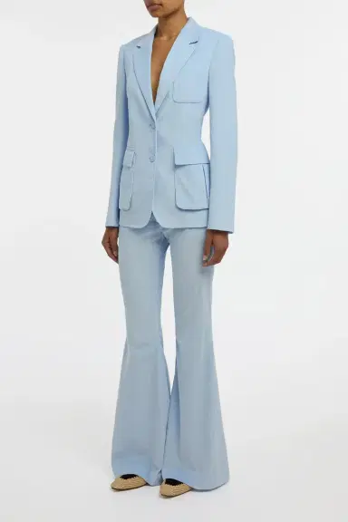 Gabriela Hearst Ianthe Flare Pant in Light Blue Sea Island Cotton Corduroy | Thumbnail 3