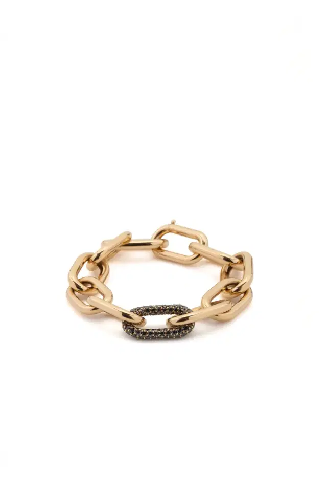 GABRIELA HEARST Pave Link Bracelet in 18K Yellow Gold & Black Diamonds (Classic Links)