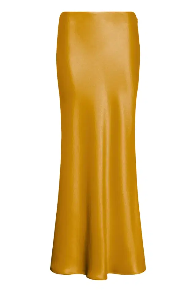 Gabriela Hearst Frei Maxi Skirt in Golden Birch Silk Satin