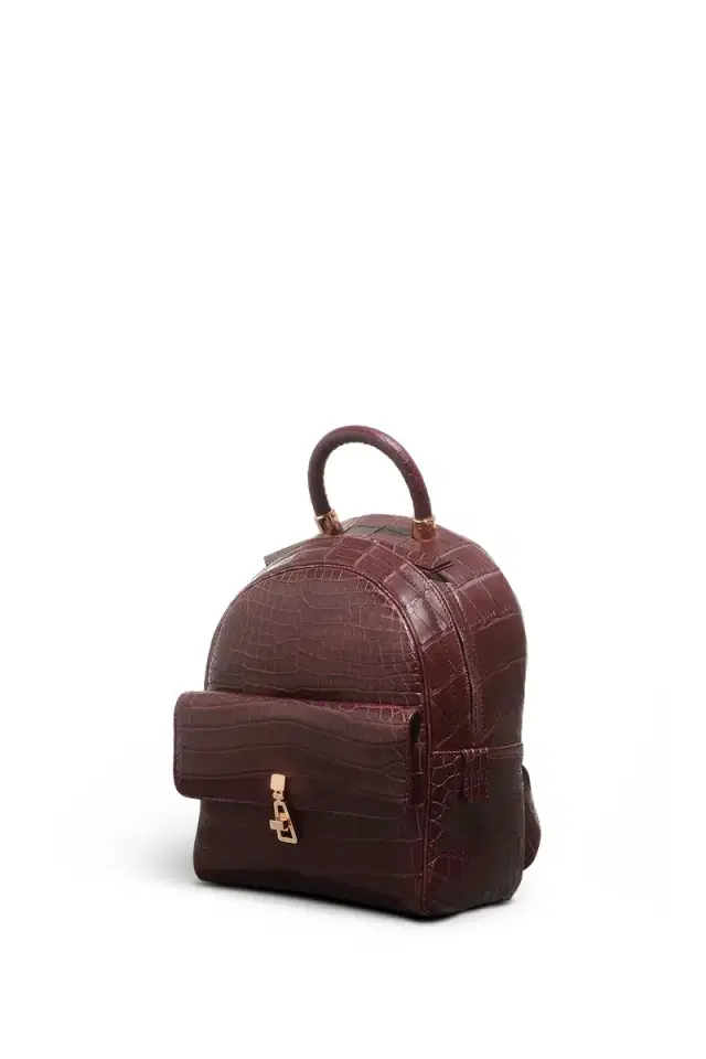 GABRIELA HEARST Mini Billie Backpack in Bordeaux Crocodile Leather