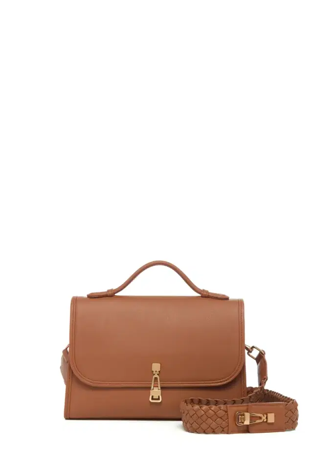 Gabriela Hearst Medium Leonora Flap Bag in Cognac Leather with Braided Strap