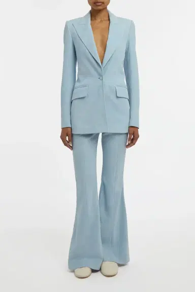Gabriela Hearst Rhein Flare Pant in Light Blue Suede | Thumbnail 3
