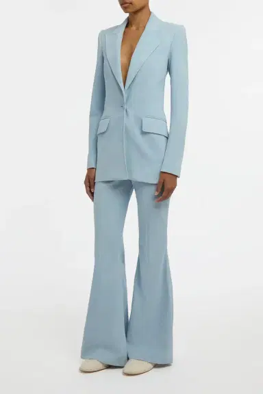 Gabriela Hearst Rhein Flare Pant in Light Blue Suede | Thumbnail 4
