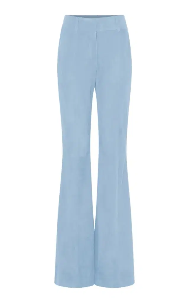 Gabriela Hearst Rhein Flare Pant in Light Blue Suede