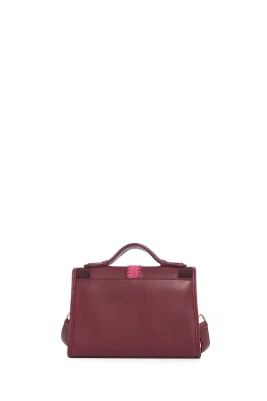 Gabriela Hearst Small Leonora Flap Embroidered Bag in Bordeaux & Fuchsia Nappa Leather | Thumbnail 4