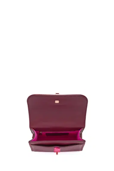 Gabriela Hearst Small Leonora Flap Embroidered Bag in Bordeaux & Fuchsia Nappa Leather | Thumbnail 5