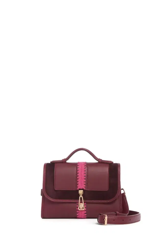 Gabriela Hearst Small Leonora Flap Embroidered Bag in Bordeaux & Fuchsia Nappa Leather