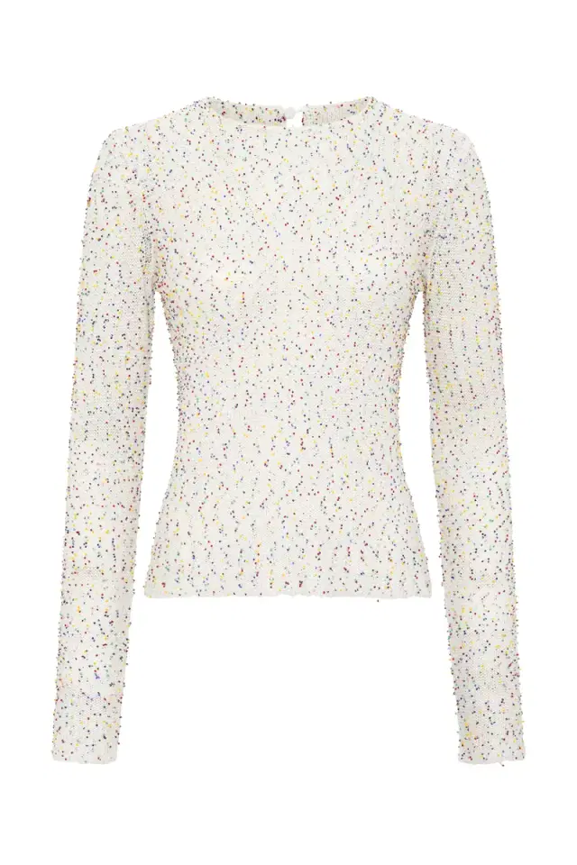 Gabriela Hearst Nello Knit Sweater in  Multi Beaded Cashmere Silk