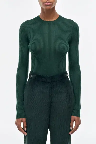 Gabriela Hearst Browning Knit Sweater in English Green Cashmere Silk | Thumbnail 2 Gabriela Hearst Browning Knit Sweater in English Green Cashmere Silk | Thumbnail 2
