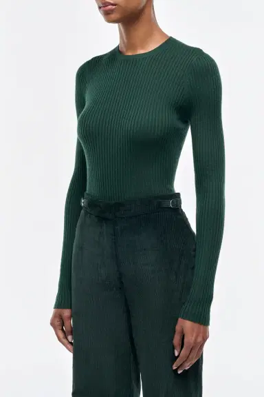 Gabriela Hearst Browning Knit Sweater in English Green Cashmere Silk | Thumbnail 3 Gabriela Hearst Browning Knit Sweater in English Green Cashmere Silk | Thumbnail 3