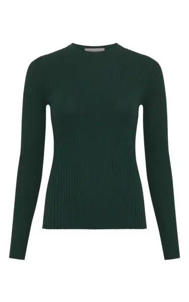 Gabriela Hearst Browning Knit Sweater in English Green Cashmere Silk | Thumbnail 1 Gabriela Hearst Browning Knit Sweater in English Green Cashmere Silk | Thumbnail 1