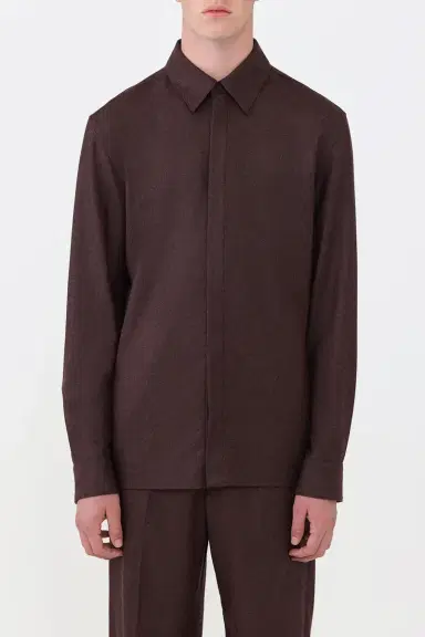 Gabriela Hearst Abbe Shirt in Burnt Sienna Wool Cashmere Flannel | Thumbnail 2