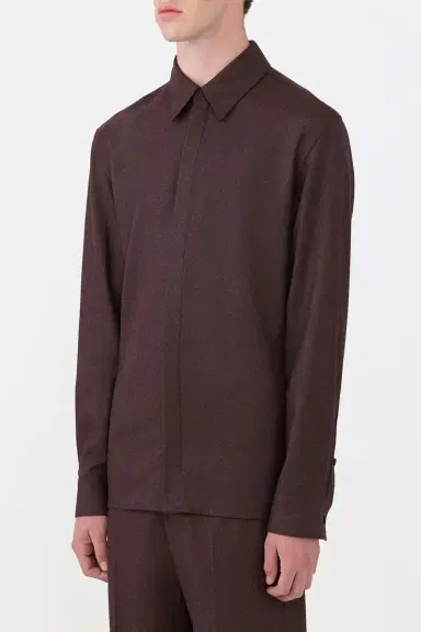 Gabriela Hearst Abbe Shirt in Burnt Sienna Wool Cashmere Flannel | Thumbnail 3