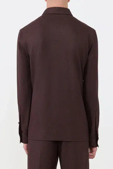 Gabriela Hearst Abbe Shirt in Burnt Sienna Wool Cashmere Flannel | Thumbnail 4