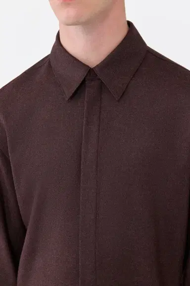 Gabriela Hearst Abbe Shirt in Burnt Sienna Wool Cashmere Flannel | Thumbnail 5