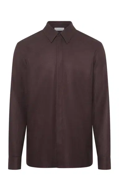 Gabriela Hearst Abbe Shirt in Burnt Sienna Wool Cashmere Flannel | Thumbnail 1