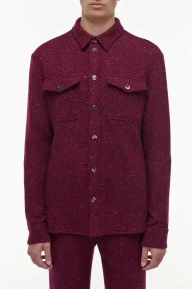 Gabriela Hearst Lucas Overshirt in Bordeaux Speckled Cashmere | Thumbnail 2