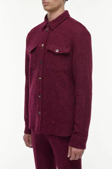Gabriela Hearst Lucas Overshirt in Bordeaux Speckled Cashmere | Thumbnail 3