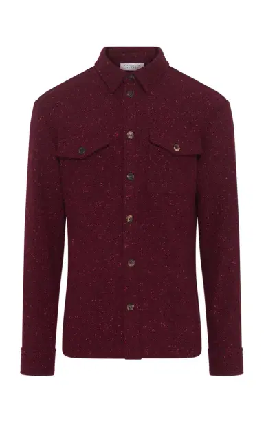 Gabriela Hearst Lucas Overshirt in Bordeaux Speckled Cashmere | Thumbnail 1