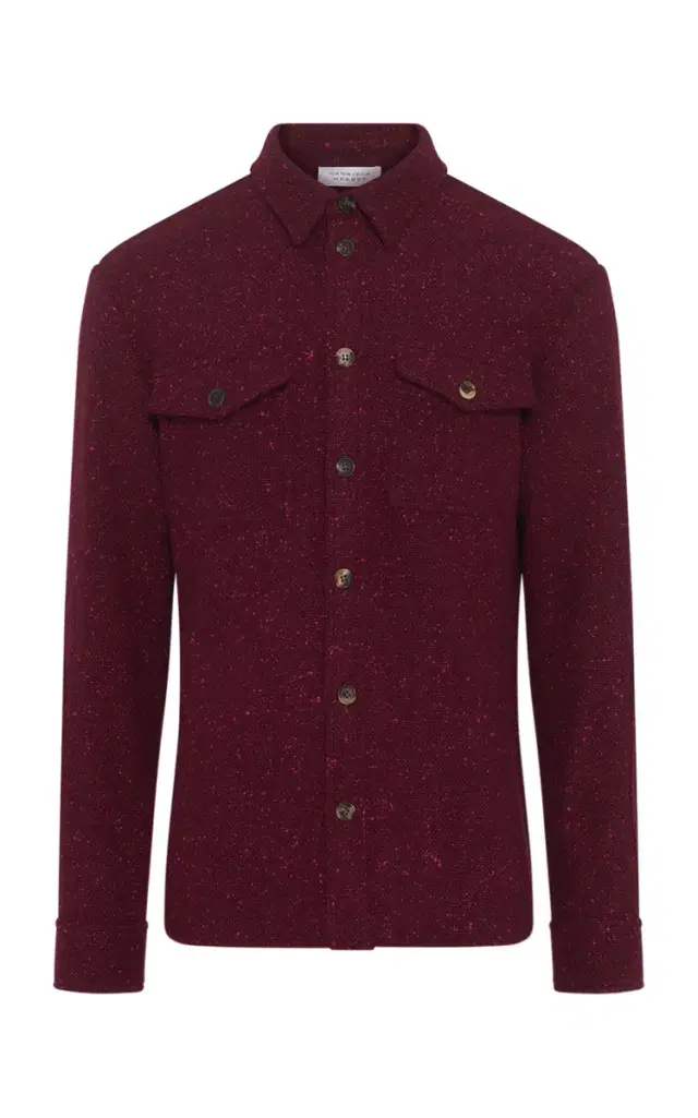 Gabriela Hearst Lucas Overshirt in Bordeaux Speckled Cashmere