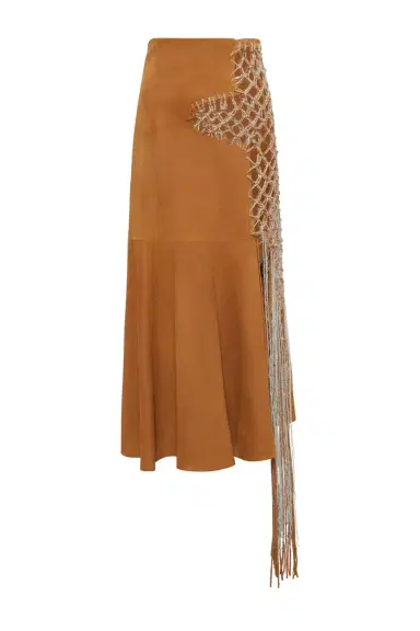 Gabriela Hearst Riverine Midi Skirt In Cashew Suede | Thumbnail 1 Gabriela Hearst Riverine Midi Skirt In Cashew Suede | Thumbnail 1