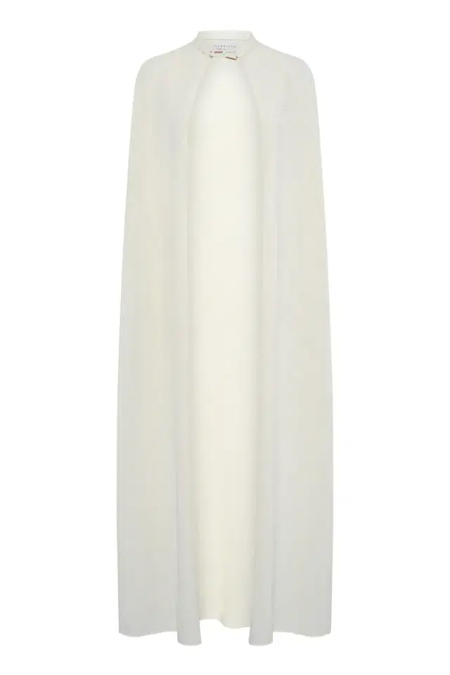 Gabriela Hearst Laleh Knit Cape in Off White Mulberry Silk
