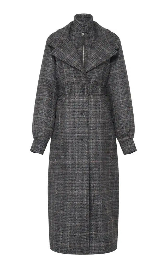 Gabriela Hearst Golding Coat in Charcoal Multi Wool Silk Clubcheck Plaid