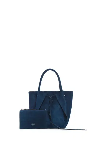 Gabriela Hearst Small Marija Tote Bag in Navy Suede | Thumbnail 2 Gabriela Hearst Small Marija Tote Bag in Navy Suede | Thumbnail 2