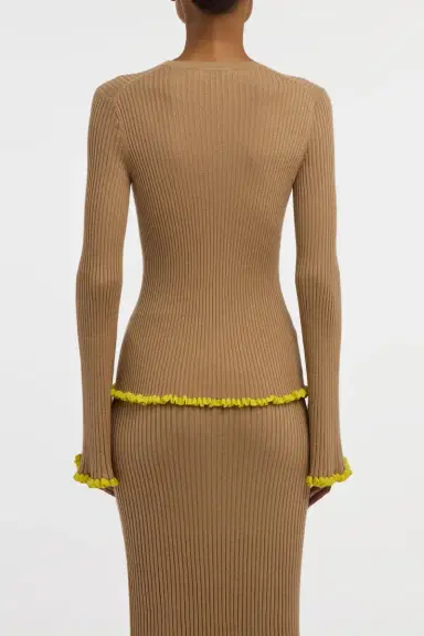 Gabriela Hearst Erya Knit Crewneck Sweater in Camel Cashmere Silk | Thumbnail 5 Gabriela Hearst Erya Knit Crewneck Sweater in Camel Cashmere Silk | Thumbnail 5