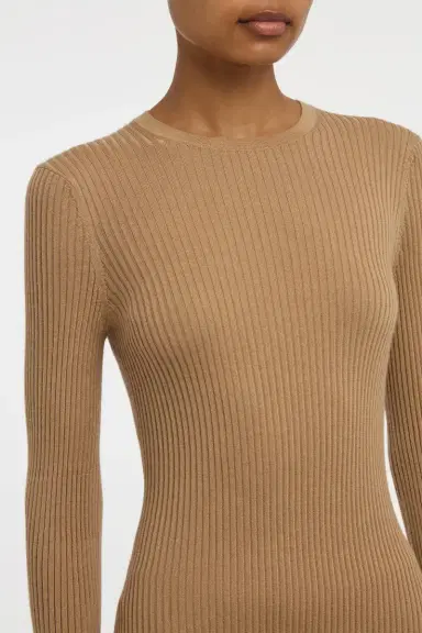 Gabriela Hearst Erya Knit Crewneck Sweater in Camel Cashmere Silk | Thumbnail 6 Gabriela Hearst Erya Knit Crewneck Sweater in Camel Cashmere Silk | Thumbnail 6