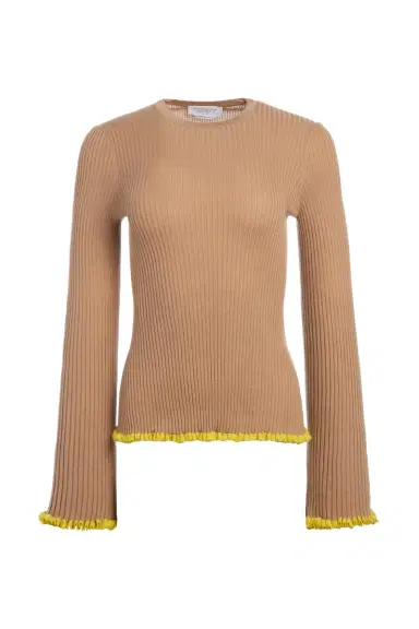Gabriela Hearst Erya Knit Crewneck Sweater in Camel Cashmere Silk | Thumbnail 1 Gabriela Hearst Erya Knit Crewneck Sweater in Camel Cashmere Silk | Thumbnail 1