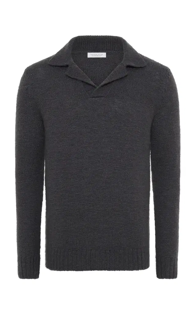 GABRIELA HEARST Aled Knit Polo in Charcoal Cashmere